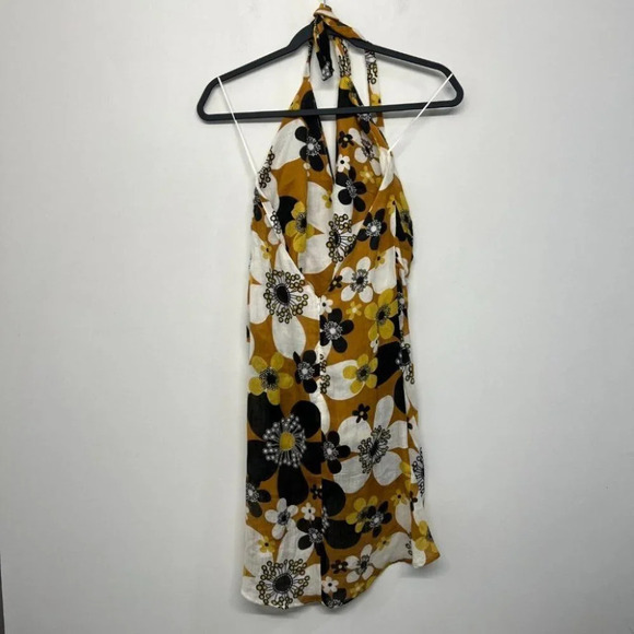Dodo Bar Or Floral Halter Mini Dress - Black, White, Yellow - Picture 8 of 12